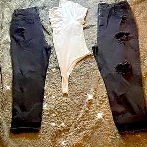 Black distress, boyfriend denim multiple sizes from6-15